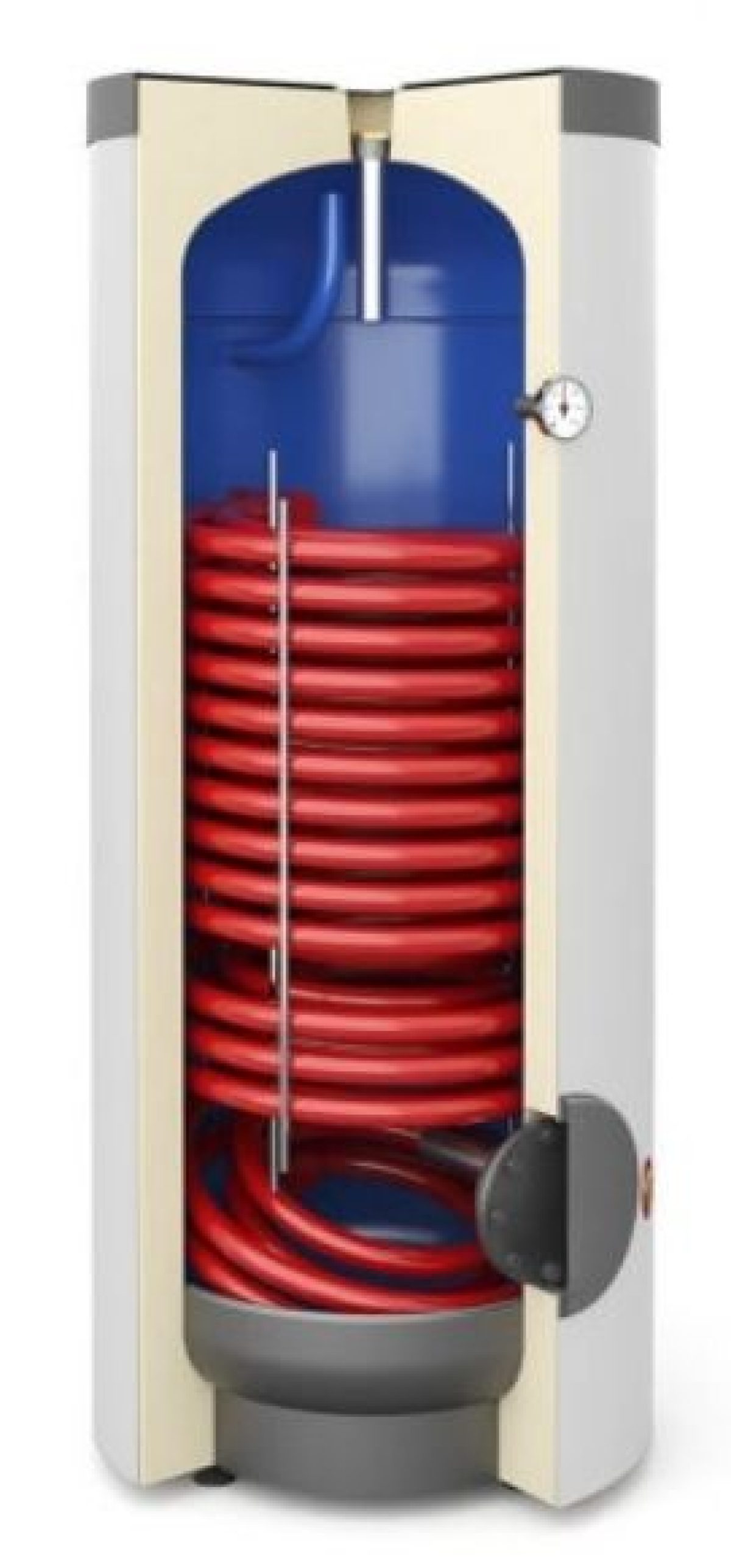 Galmet Wymiennik do pomp ciepła SGW(S) Maxi 300L z wężownicą spiralną 3,6m2, stojący, poliuretan, PVC szary
