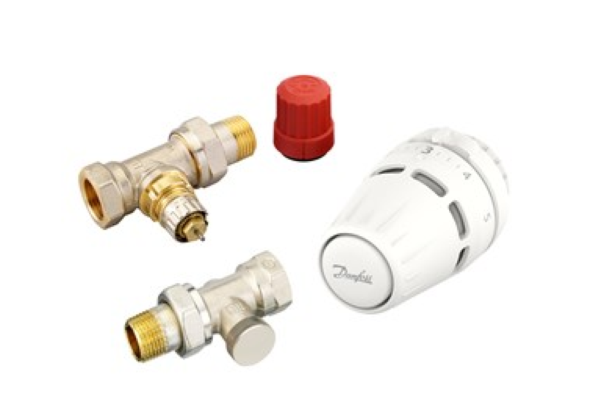 Zestaw termostatyczny Danfoss z głowicą Regus RA nakrętka +RA-N+RLV-S 15 prosty 015G5304