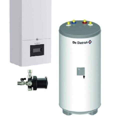 Pakiet: Kocioł gazowy kondensacyjny De Dietrich MCR4 32 z zasobnikiem AQUAvie 125 i filtrem MagnaClean XS90